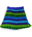 Mini Skirt For Girl Kids, Accordian Polyester, Pleated Striped, Cape Dress Skirt, Mix Color Blue & Green, Horizontal Striped Design, Children Wear, 100% Polyester, Ages: (2 To 3 Years), (4 To 5 Years}